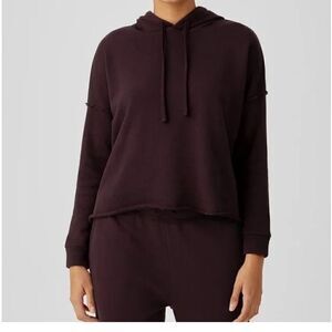 Eileen Fisher | Organic Cotton Boxy French Terry Short Hoodie Sweatshirt | M